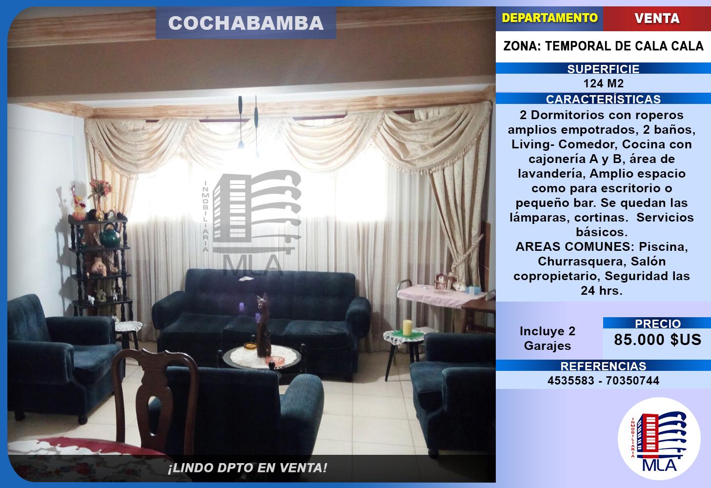 Departamento en VentaZONA: TEMPORAL DE CALA CALA 2 dormitorios 2 baños 2 parqueos Foto 1