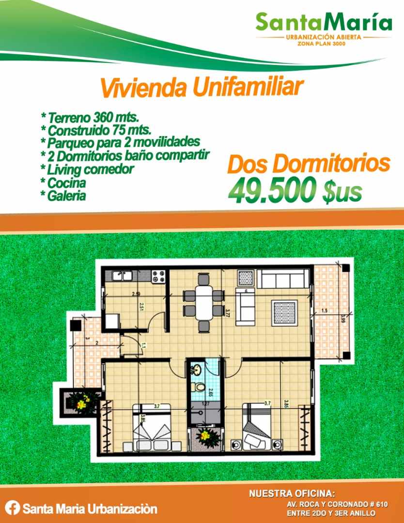 Casa en El Equior en Santa Cruz de la Sierra 2 dormitorios 2 baños 2 parqueos Foto 3