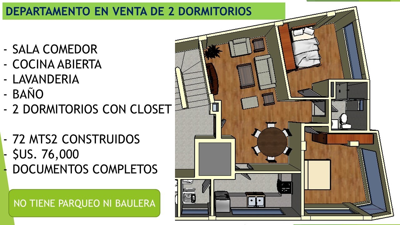 Departamento en San Jorge en La Paz 2 dormitorios 1 baños  Foto 1