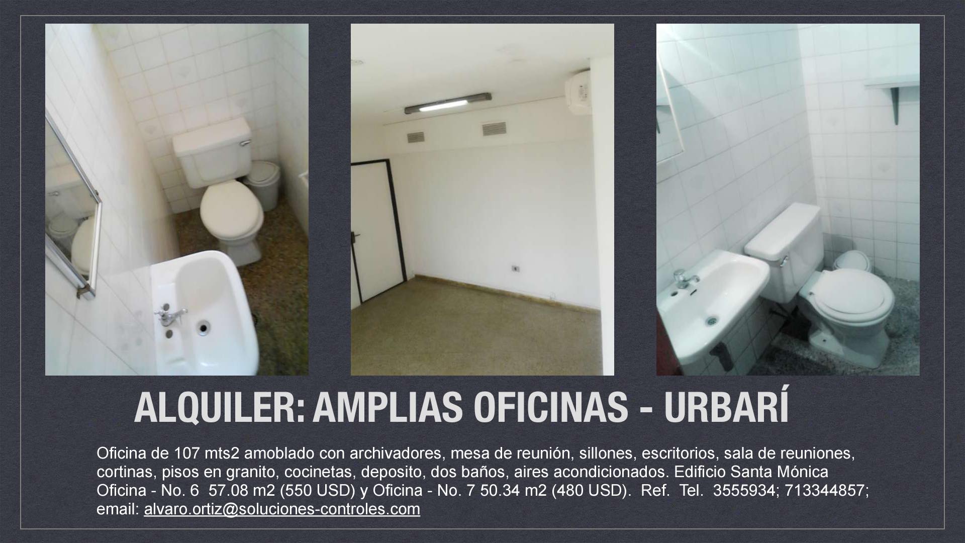 Oficina en AlquilerUrbari - Edificio Santa Mónica - Av. Pirai, Esq. Aruma. 5 dormitorios 2 baños 8 parqueos Foto 3