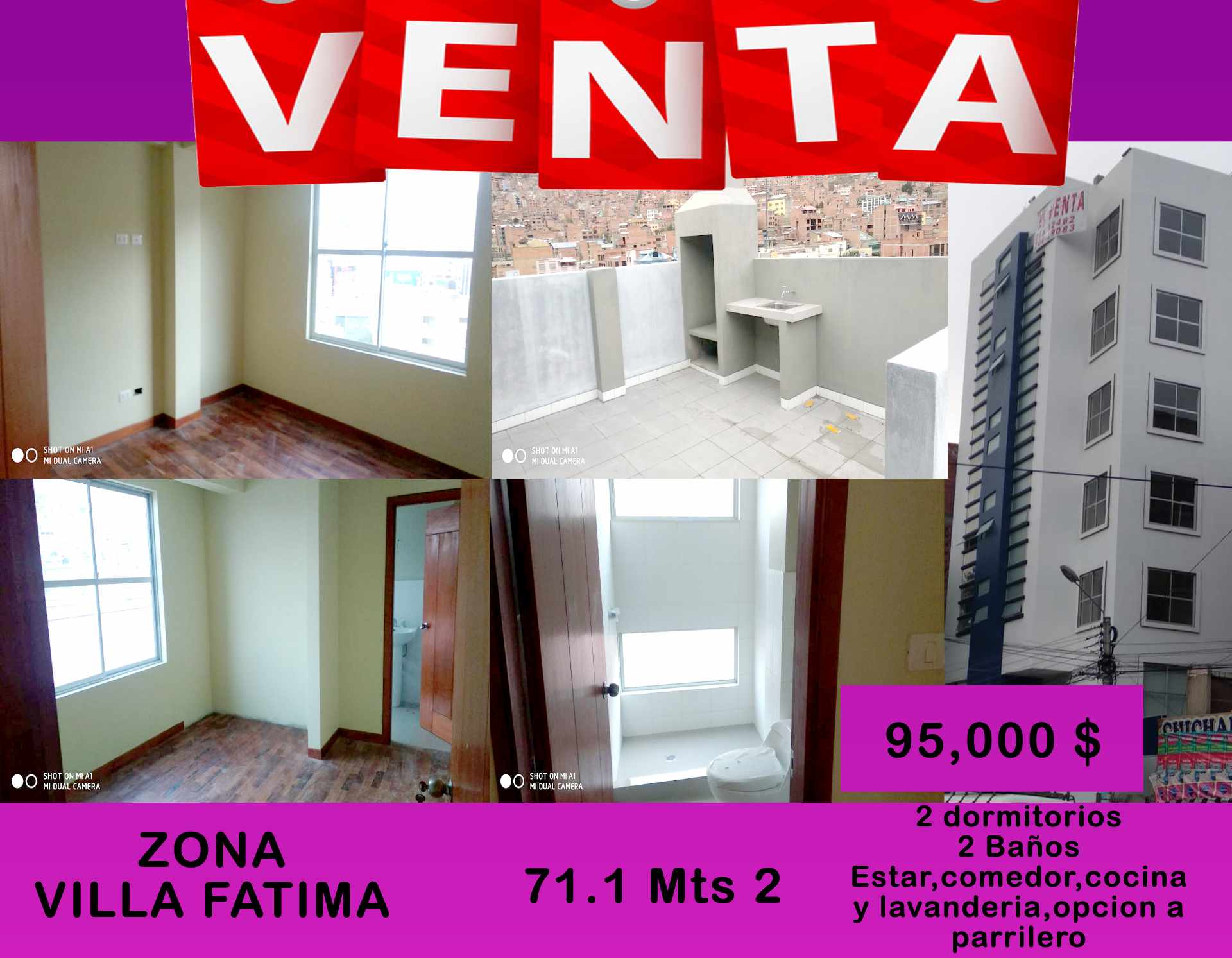 Departamento en Villa Fatima en La Paz 2 dormitorios 2 baños  Foto 1