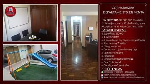 Departamento en Centro en Cochabamba 3 dormitorios 2 baños 5 parqueos Foto 1
