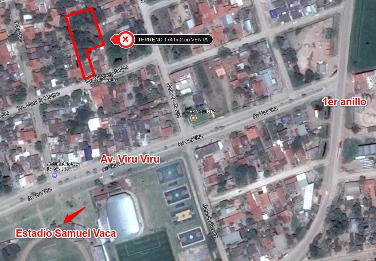 Terreno en VentaMunicipio de Warnes, zona centro de Warnes, A 2cuadras del estadio Samuel Vaca y del 1er anillo Foto 1