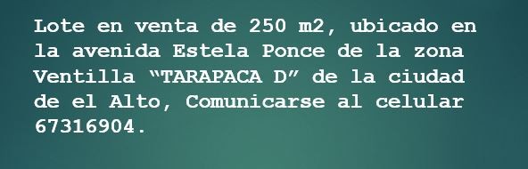 Terreno en Los Andes en El Alto    Foto 1