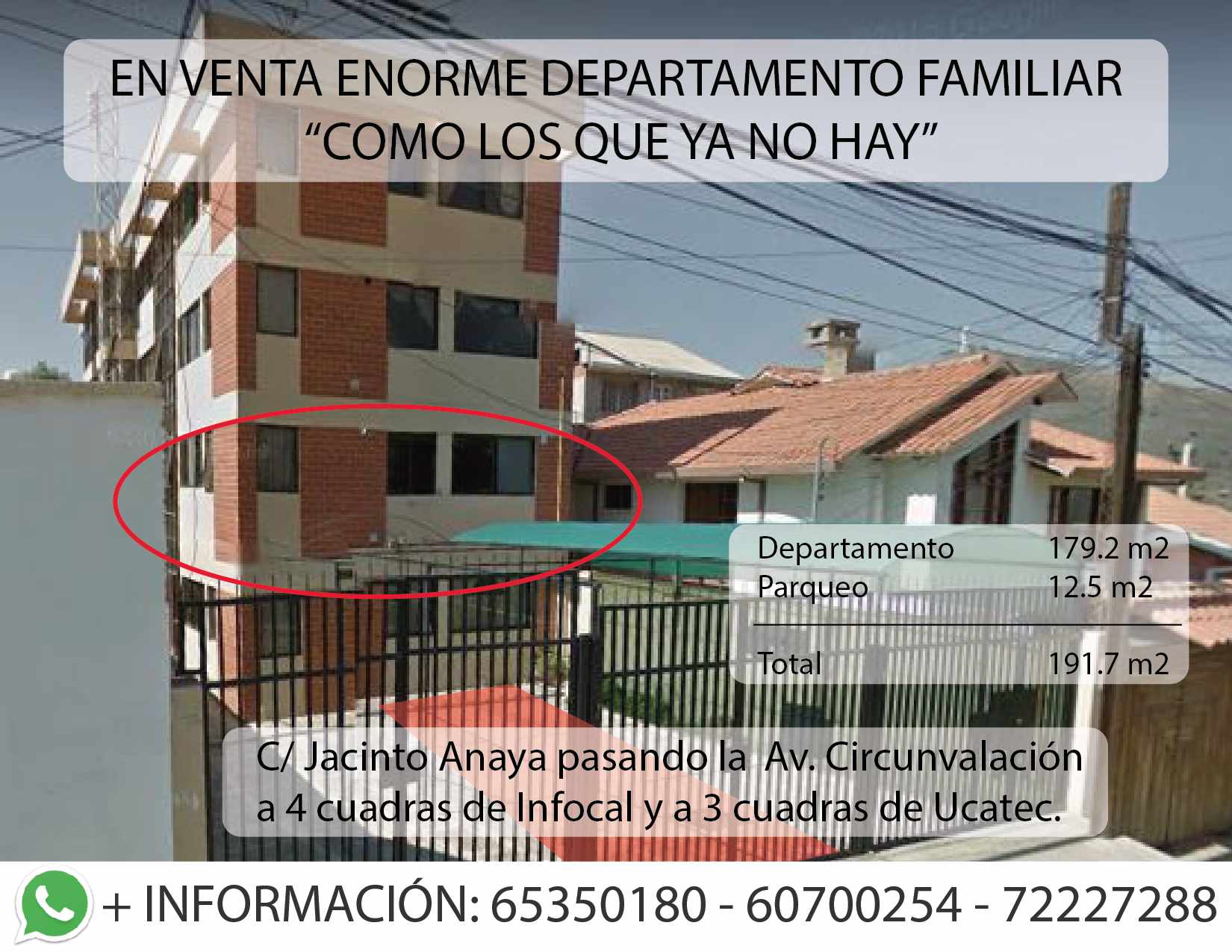 Departamento en VentaCalle Jacinto Anaya s/n, media cuadra subiendo de la Av. Circunvalación  3 dormitorios 3 baños 2 parqueos Foto 1
