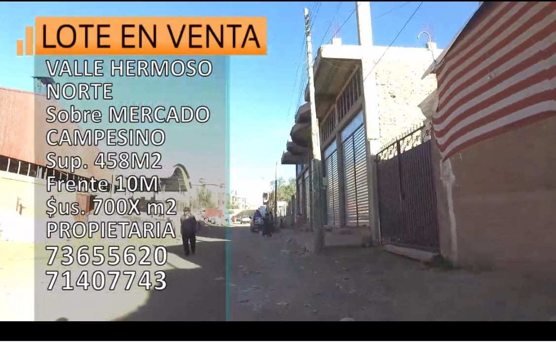 Terreno en VentaValle Hermoso, Zona alalay Sud, calle Siglo XX y calle Huanchaca    Foto 1