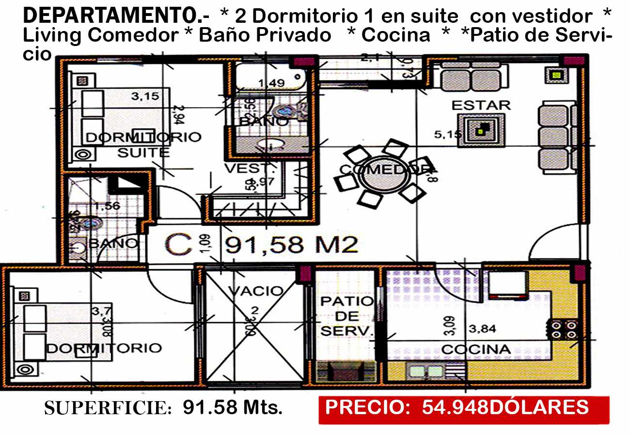 Departamento en Noroeste en Cochabamba 3 dormitorios 2 baños 1 parqueos Foto 6