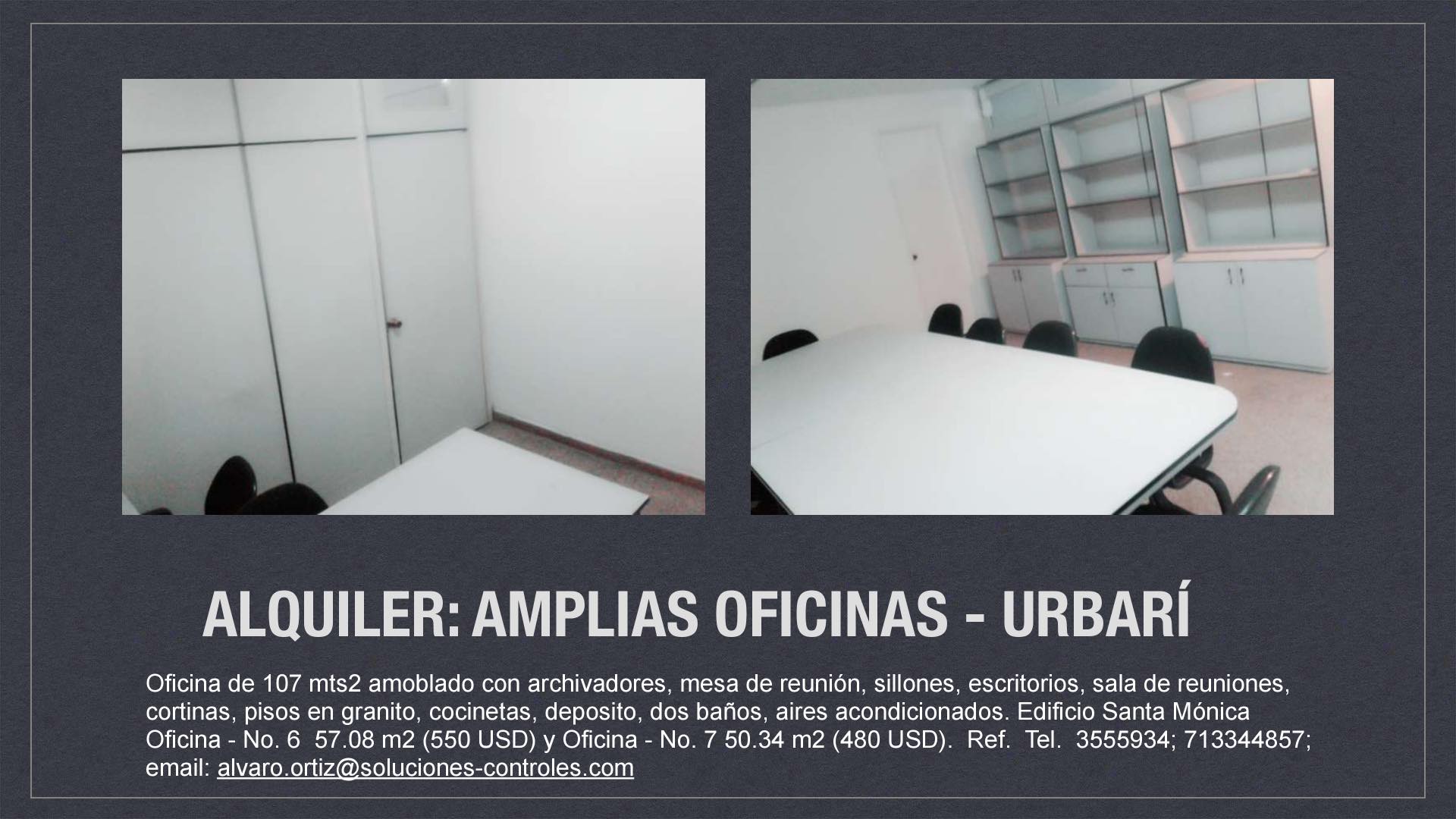 Oficina en AlquilerUrbari - Edificio Santa Mónica - Av. Pirai, Esq. Aruma. 5 dormitorios 2 baños 8 parqueos Foto 10