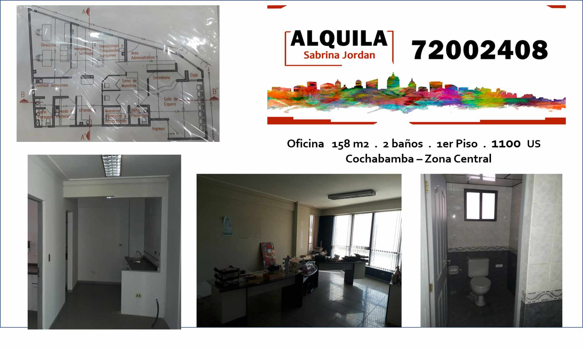 Oficina en AlquilerCochabamba Zona Central 6 dormitorios 2 baños  Foto 1