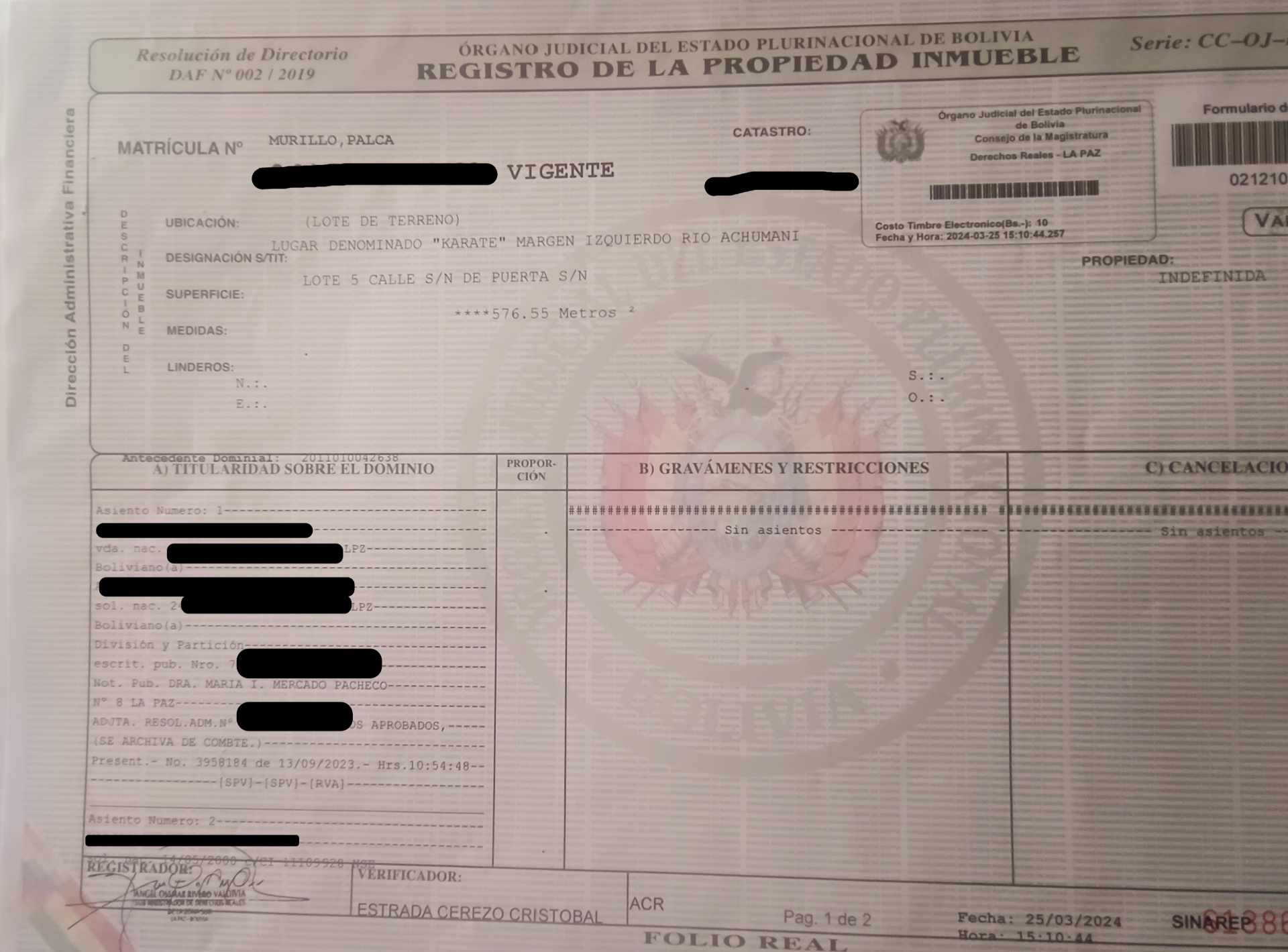 Terreno Av. Costanera de Achumani entre calle 37 y 38  Foto 2