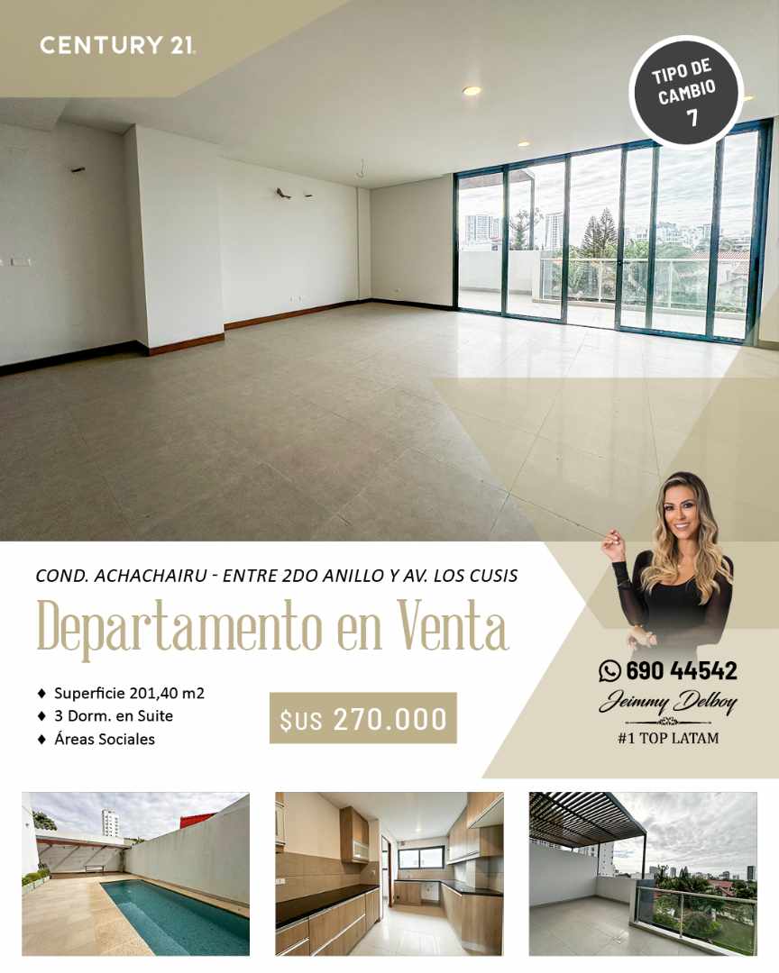 Departamento Cond. Achachairu, entre 2do anillo y Av. Los Cusis Foto 1
