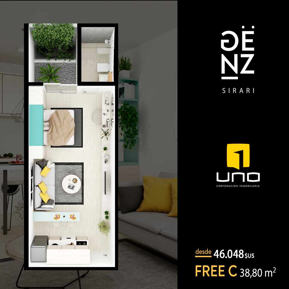 Departamento en Sirari en Santa Cruz de la Sierra 1 dormitorios 1 baños  Foto 3