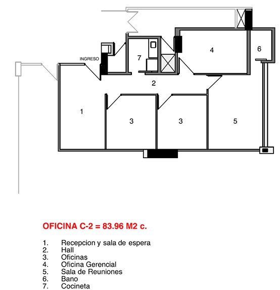 Oficina en AlquilerExclusiva Oficina en Alquiler en Torre Duo de 84 m2 6 dormitorios 1 baños  Foto 2