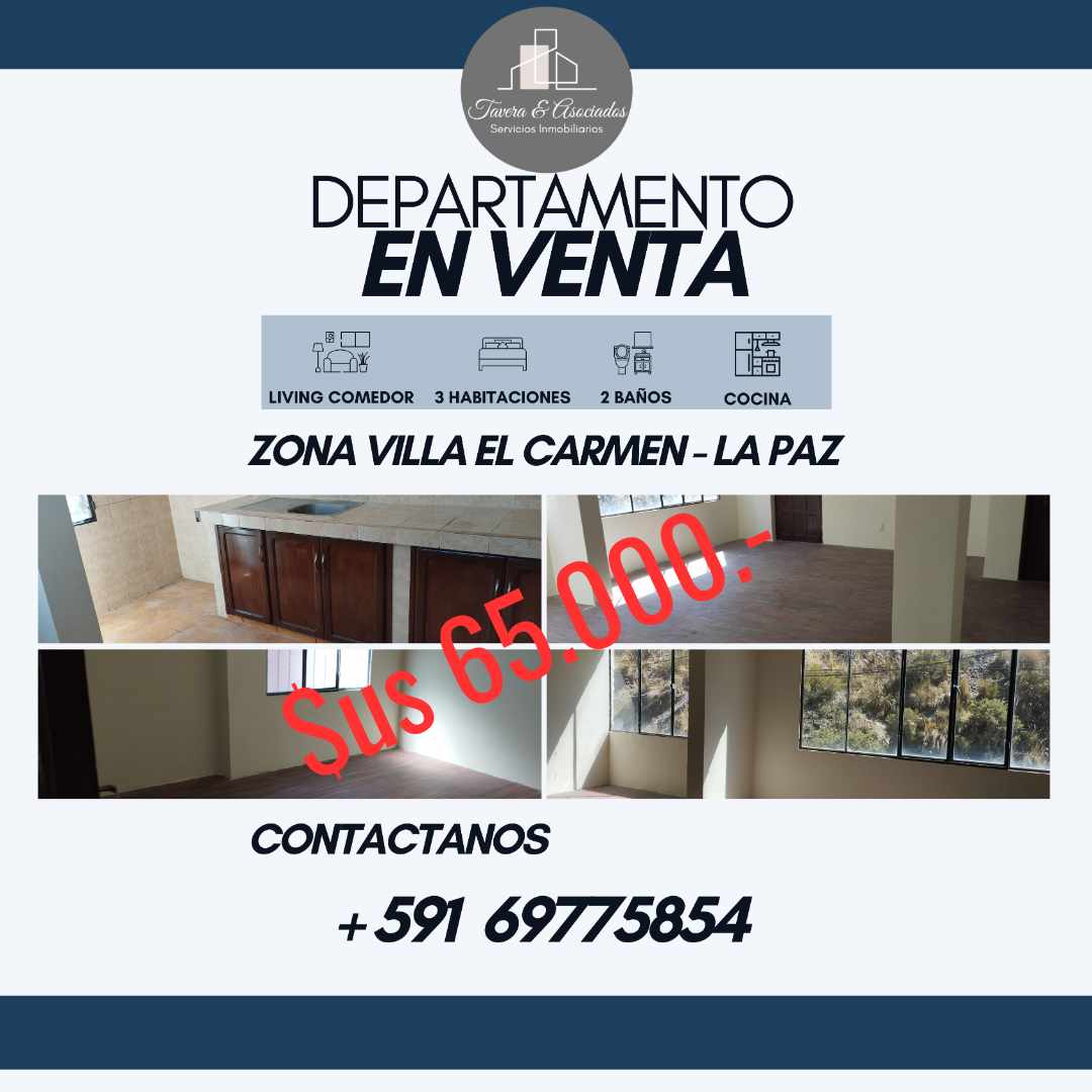 Departamento EN VENTA – HERMOSO DEPARTAMENTO A ESTRENAR EN VILLA EL CARMEN Foto 1