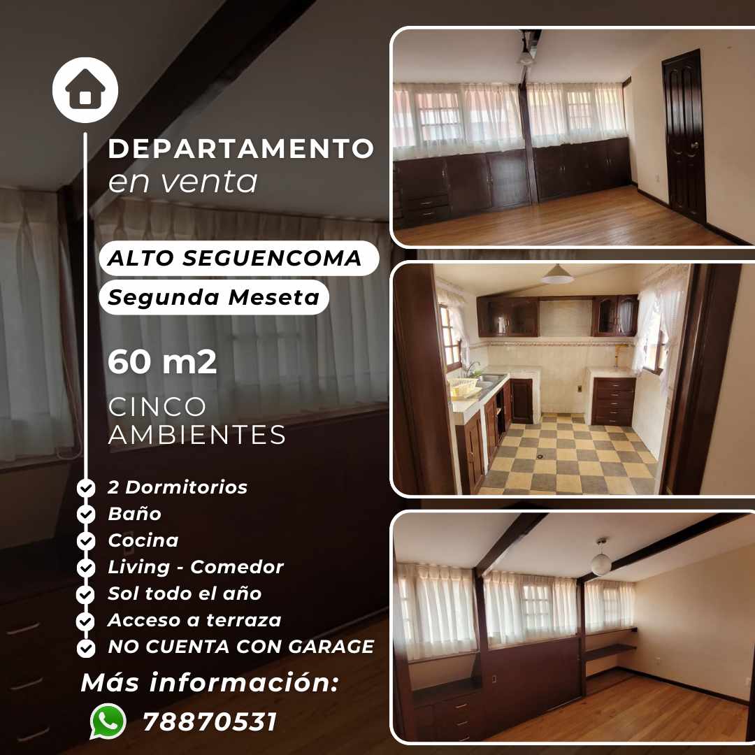 Departamento en VentaCALLE 1 SEGUNDA MESETA ALTO SEGUENCOMA 2 dormitorios 1 baños  Foto 1