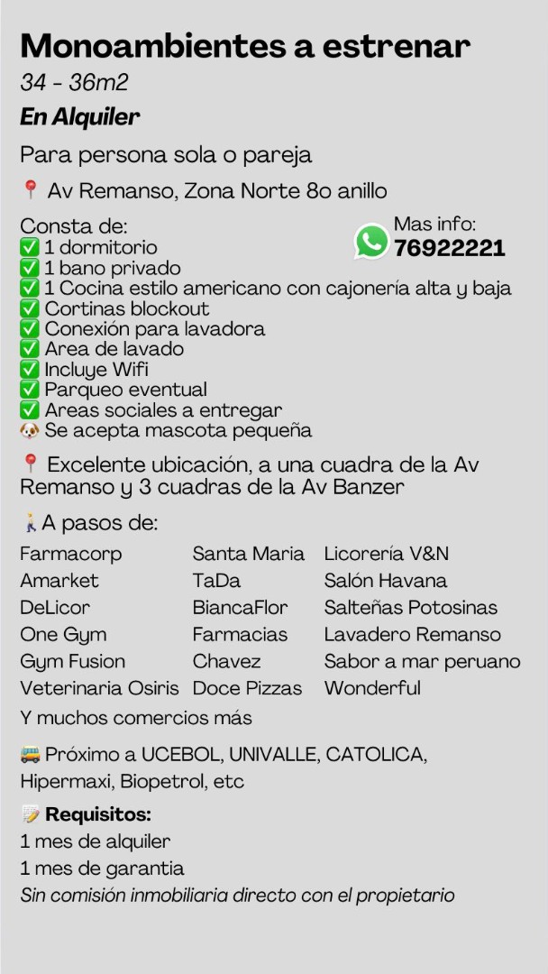 En Alquiler a Bs 2,000 Foto 3