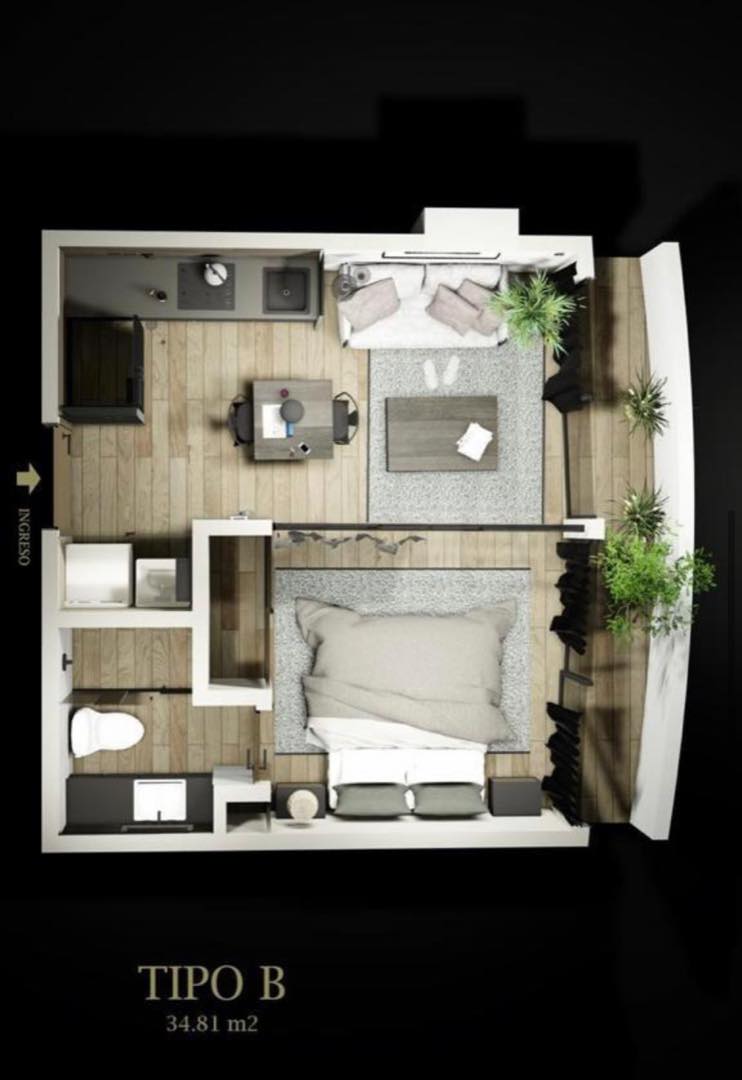 Departamento en Entre 2do y 3er anillo Norte en Santa Cruz de la Sierra 1 dormitorios 1 baños  Foto 3