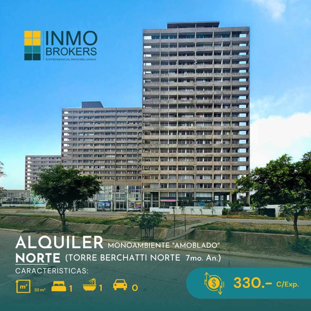 Departamento en AlquilerZona Norte
Condominio Berchatti 
(7mo anillo) 1 dormitorios 1 baños  Foto 1