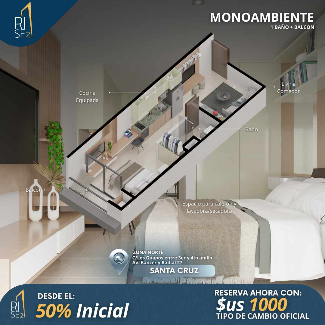 Departamento en VentaAv. Banzer y Radial 27 3er anillo Condominio Rise 2 Foto 3