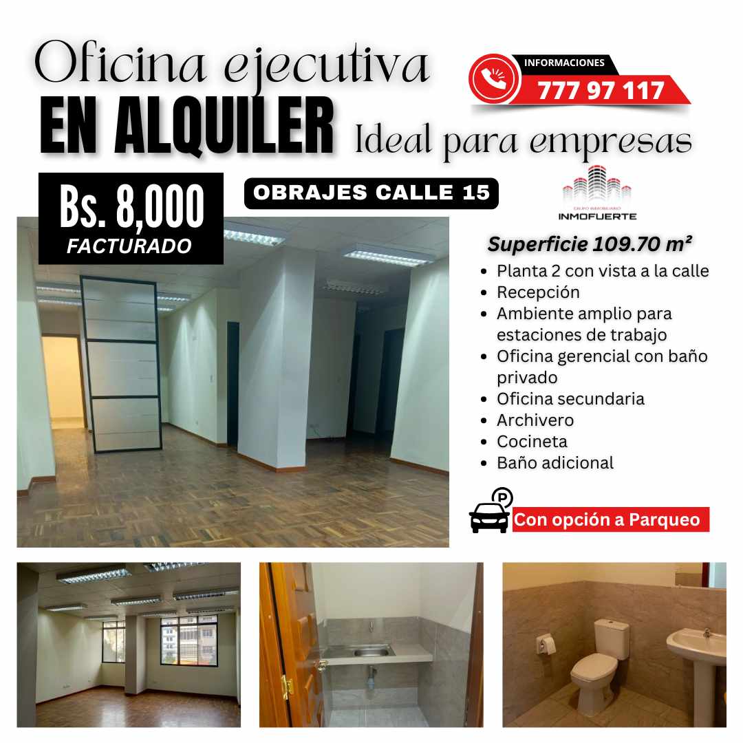 Oficina en AlquilerAvenida Hernando Siles, calle 15  5 dormitorios 2 baños 1 parqueos Foto 1