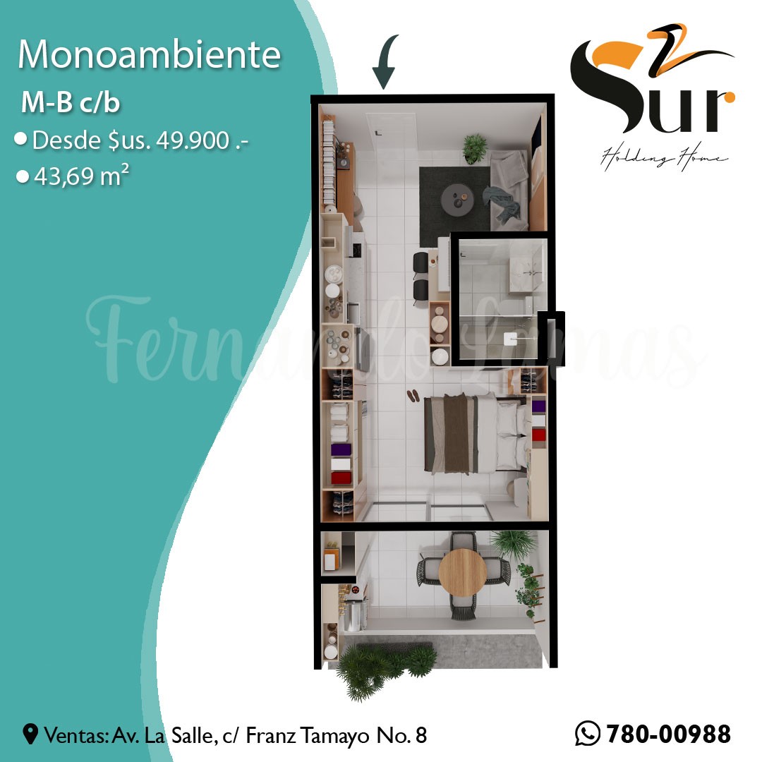 Departamento en VentaAvenida el Trompillo, 2do anillo, calle Francisca Lopez 1 dormitorios 1 baños  Foto 11