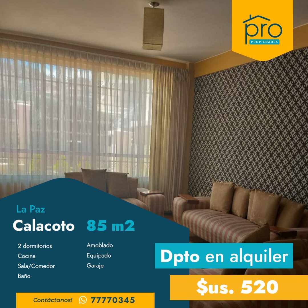 Departamento en Calacoto en La Paz 2 dormitorios 1 baños 1 parqueos Foto 1