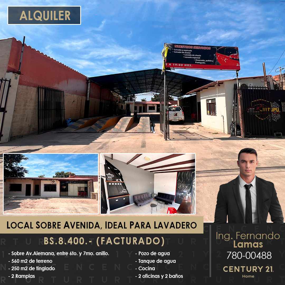 Local comercial en AlquilerSobre avenida Alemana, entre 6to. y 7mo. anillo  2 baños  Foto 1