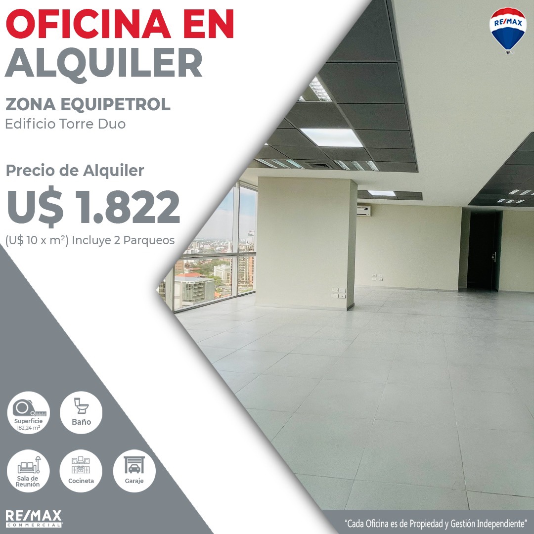 Oficina en AlquilerEdificio Torre Duo, Equipetrol 4to anillo  Foto 1