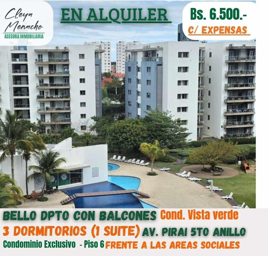 Departamento en Entre 5to y 6to anillo Oeste en Santa Cruz de la Sierra 3 dormitorios 3 baños 1 parqueos Foto 1