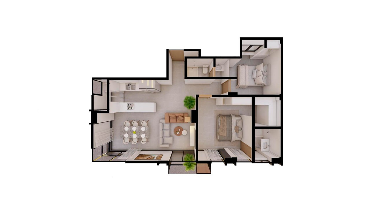 Departamento en Entre 3er y 4to anillo Norte en Santa Cruz de la Sierra 2 dormitorios 2 baños  Foto 1