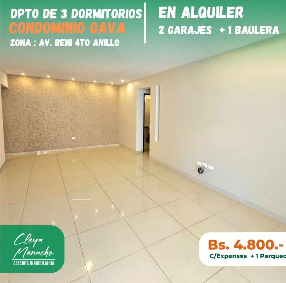 Departamento en AlquilerAv.   Beni 4to y 5to anillo- Lindo Departamento de 3 Dormitorios  Foto 1