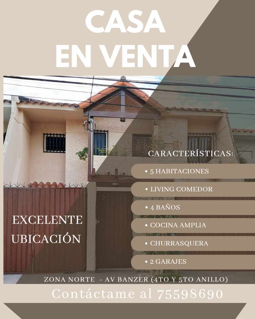 Casa en Entre 4to y 5to anillo Norte en Santa Cruz de la Sierra 5 dormitorios 4 baños 2 parqueos Foto 1