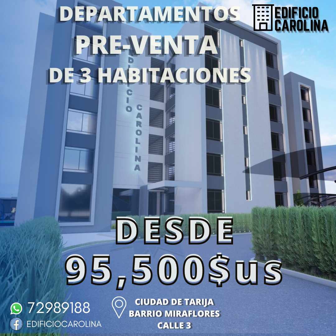 Departamento en VentaCiudad de Tarija Barrio Miraflores calle 3 3 dormitorios 2 baños 1 parqueos Foto 1