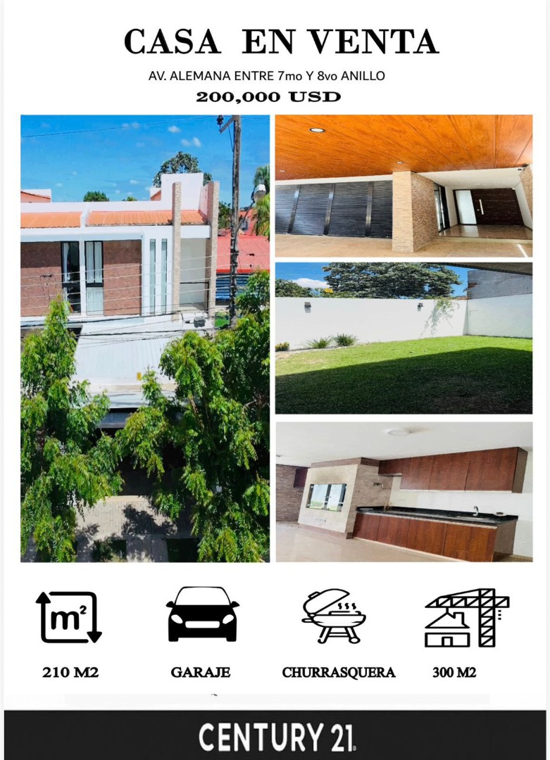 Casa en VentaZona Norte , avenida Alemana entre 7 y 8 vo anillo 4 dormitorios 4 baños 2 parqueos Foto 1