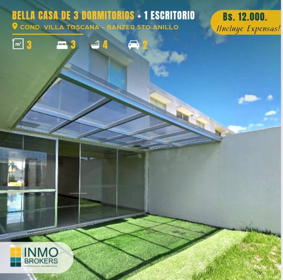 Casa en Entre 5to y 6to anillo Norte en Santa Cruz de la Sierra 3 dormitorios 4 baños 2 parqueos Foto 1