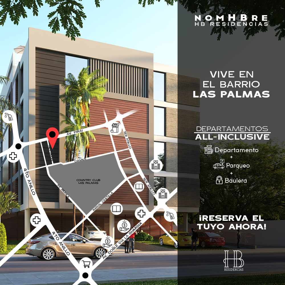 Departamento en VentaBarrio Las Palmas Edificio Nomhbre  2 dormitorios 3 baños 1 parqueos Foto 1