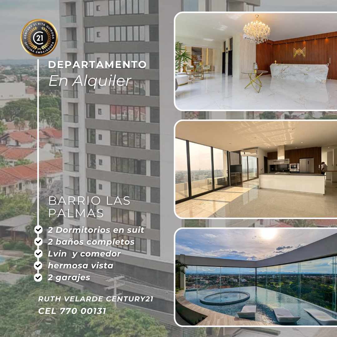 Departamento BARRIO LAS PALAMAS 
📌📌EDIFICIO MILENIUM 
          HERMOSO DEPARTAMENTO A ESTRENAR EN ALQUILER !!!!
AGENDA TU VISITA  Foto 2