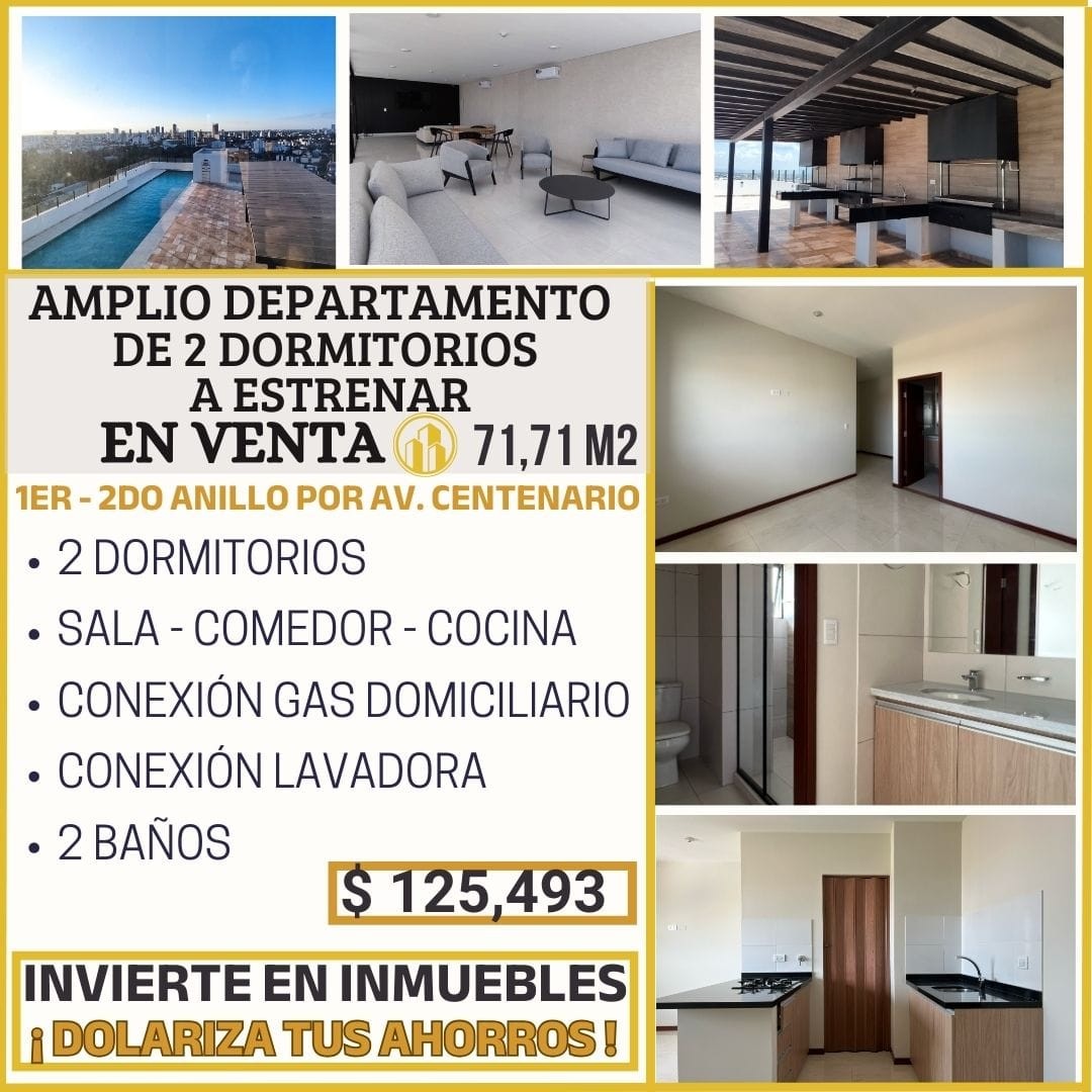 Departamento en Entre 1er y 2do anillo Oeste en Santa Cruz de la Sierra 2 dormitorios 2 baños  Foto 1