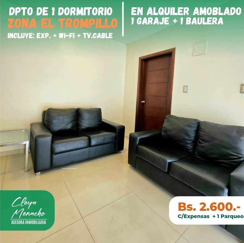 Departamento en AlquilerAv. Ejército Nacional- Zona Cine CENTER  1 dormitorios 1 baños 1 parqueos Foto 1