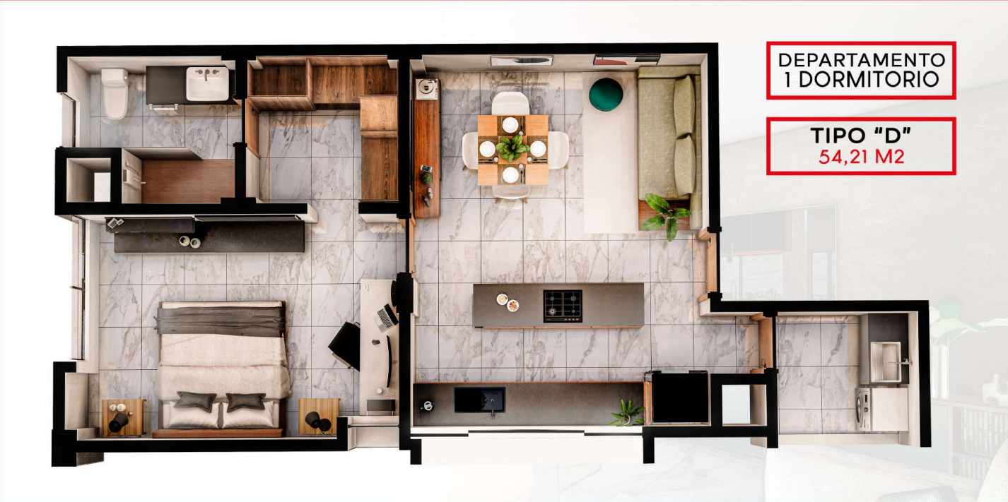 Departamento en VentaEntre Av. Beni y Alemana. Calle Sofía Rodriguez
 1 dormitorios 1 baños  Foto 3